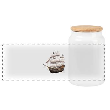 Send - Panoramic Cookie Jar with Wooden Lid - white - Front