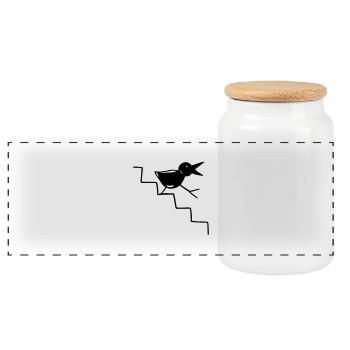 Oiseau descend les escaliers - Boîte à biscuits avec couvercle en bois - blanc - Devant