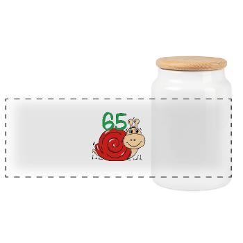 Snail 65 th birthday - Panoramic Cookie Jar with Wooden Lid - white - Front