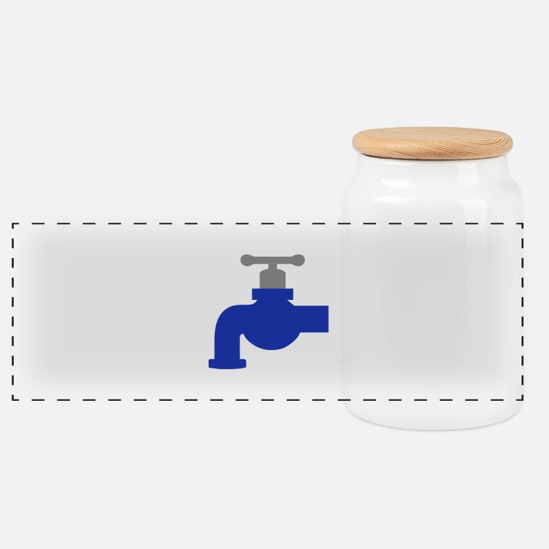wasserhahn - Panorama Keksdose mit Holzdeckel - Weiß