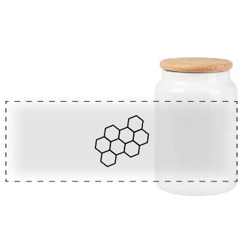 honigwabe___f1 - Panoramic Cookie Jar with Wooden Lid - white - Front