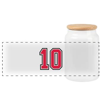 10 sports jersey football number - Panoramic Cookie Jar with Wooden Lid - white - Front