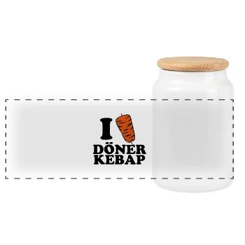 Döner - Panorama Keksdose mit Holzdeckel - Weiß - Vorne