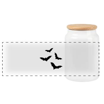 bats - Panoramic Cookie Jar with Wooden Lid - white - Front