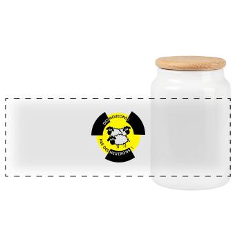 Sheep! No Neutron! - Panoramic Cookie Jar with Wooden Lid - white - Front