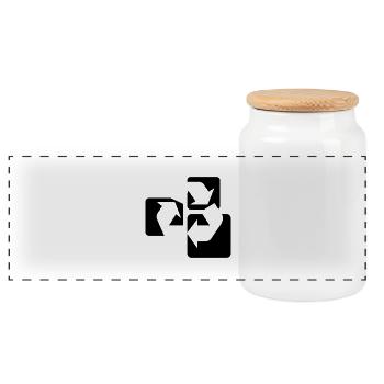Recyle Symbol / Symbol Recycling - Panoramic Cookie Jar with Wooden Lid - white - Front
