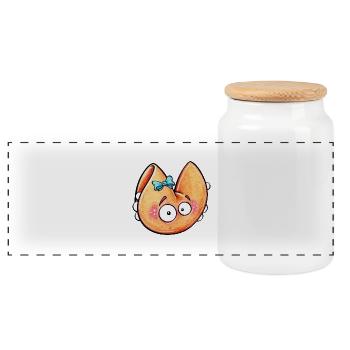 fortune cookie monster with bow - Panorama Keksdose mit Holzdeckel - Weiß - Vorne