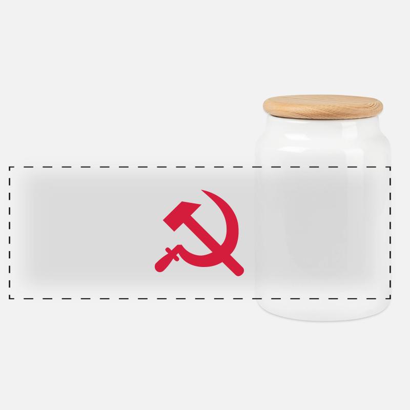 Hammer, Sichel, Russia, UdSSR - Panorama Keksdose mit Holzdeckel - Weiß