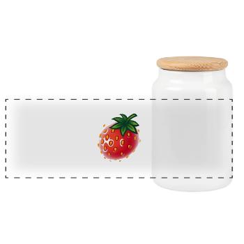 fraise - fraise - Boîte à biscuits avec couvercle en bois - blanc - Devant