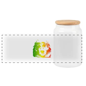 lion rasta - Boîte à biscuits avec couvercle en bois - blanc - Devant