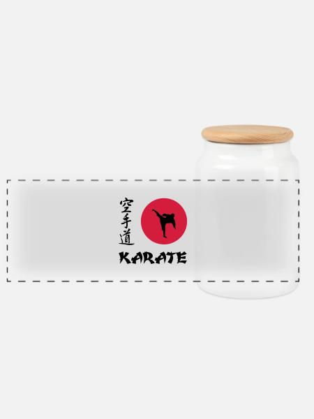 Karate - Panorama Keksdose mit Holzdeckel - Weiß