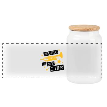 trompete_music_is_life_ge2 - Boîte à biscuits avec couvercle en bois - blanc - Devant