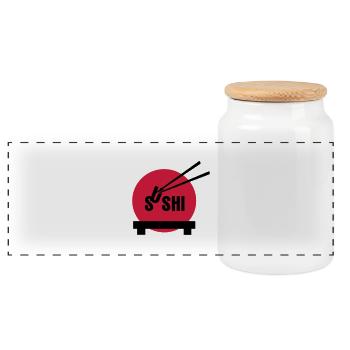 japan_sushi_2c - Panorama Keksdose mit Holzdeckel - Weiß - Vorne