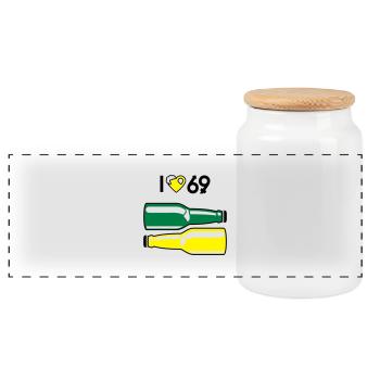 I love 69 - Panorama Keksdose mit Holzdeckel - Weiß - Vorne