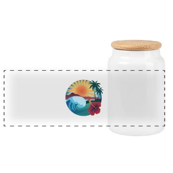Vibes of Hawaii - Panorama Keksdose mit Holzdeckel - Weiß - Vorne