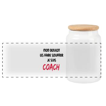 Mon boulot coach 2 - Panoramic Cookie Jar with Wooden Lid - white - Front
