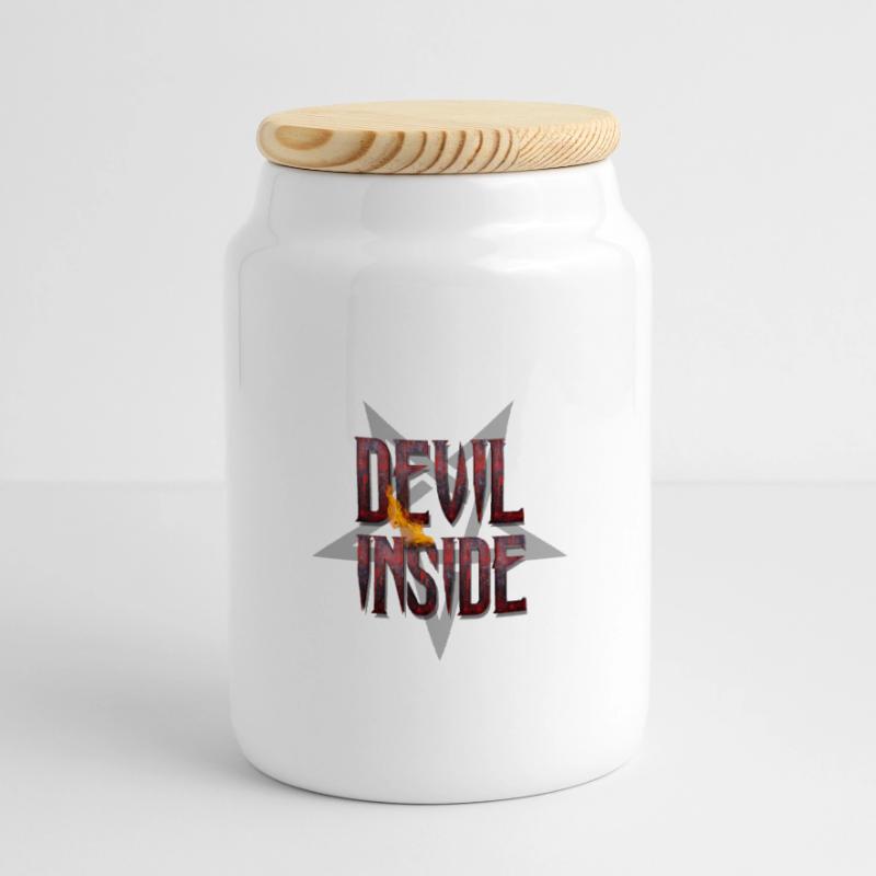 DEVIL INSIDE - Satan / Horror / Devil Boîte à biscuits avec couvercle en bois