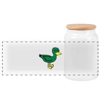 Cute Duck - Panoramic Cookie Jar with Wooden Lid - white - Front