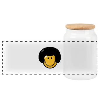 Smiley afro - Panorama Keksdose mit Holzdeckel - Weiß - Vorne