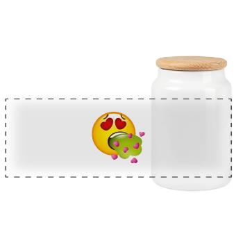 Smiley Glossy Barf Love - Panoramic Cookie Jar with Wooden Lid - white - Front