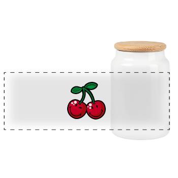 Smiley Cherries - Panorama Keksdose mit Holzdeckel - Weiß - Vorne