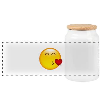 Smiley Kiss - Boîte à biscuits avec couvercle en bois - blanc - Devant