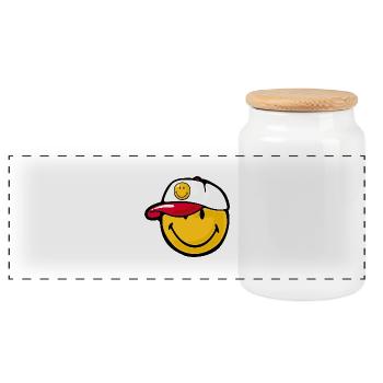 Smiley Baseball Pitcher - Panorama Keksdose mit Holzdeckel - Weiß - Vorne