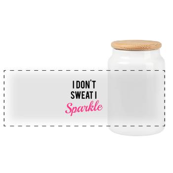 I don't sweat I sparkle - Panoramic Cookie Jar with Wooden Lid - white - Front