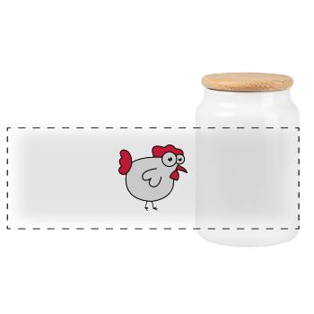 huhn_02 - Panorama Keksdose mit Holzdeckel - Weiß - Vorne
