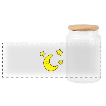 mond_sterne_02 - Panoramic Cookie Jar with Wooden Lid - white - Front
