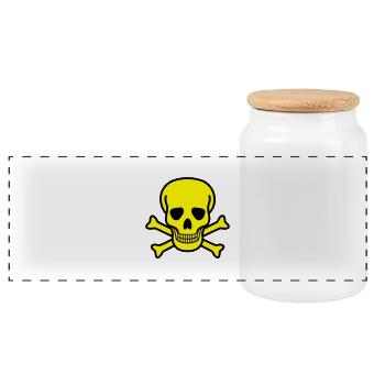 Skull, death, toxic - 2 colors - Panoramic Cookie Jar with Wooden Lid - white - Front
