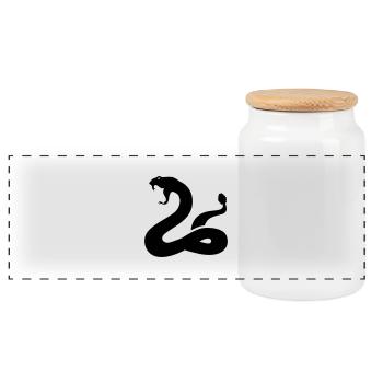 serpent - Boîte à biscuits avec couvercle en bois - blanc - Devant