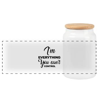 Can't Control - Panoramic Cookie Jar with Wooden Lid - white - Front