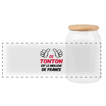 Tonton / Tata / Parrain / Marraine / Tante / Oncle - Boîte à biscuits avec couvercle en bois - blanc - Devant