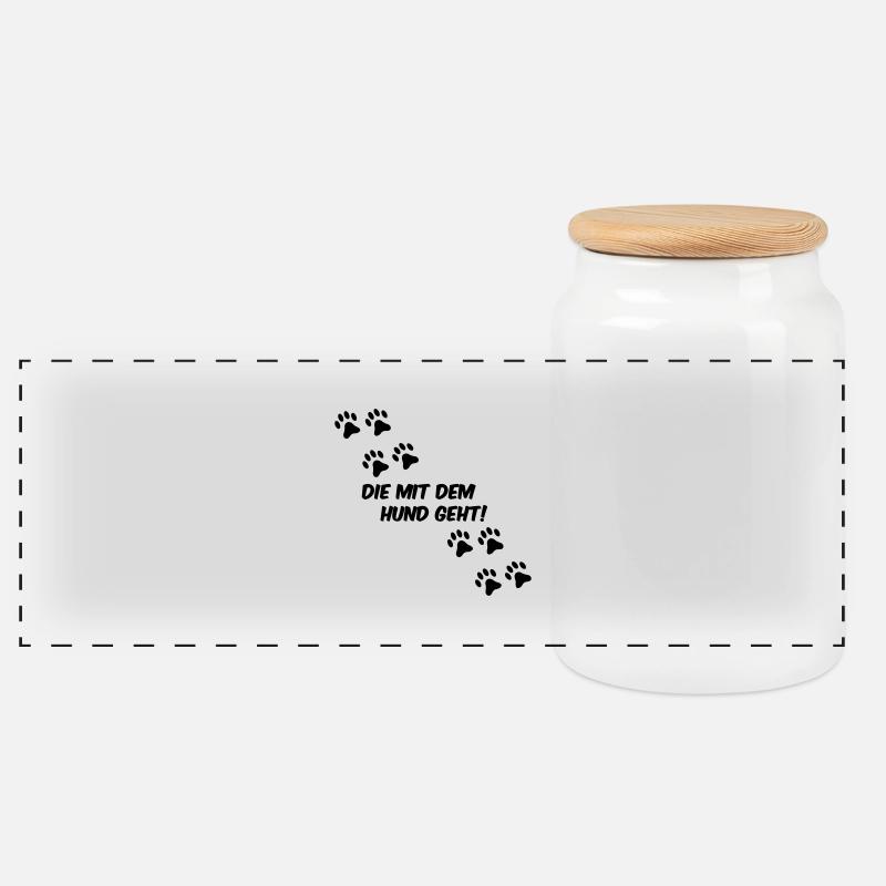 die_mit_dem_hund_geht_01 - Panorama Keksdose mit Holzdeckel - Weiß