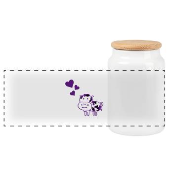 cow_in_love - Panoramic Cookie Jar with Wooden Lid - white - Front