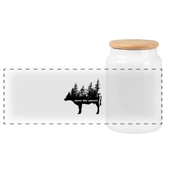 Save the Planet - Vegan Umweltschutz Kuhwald - Panorama Keksdose mit Holzdeckel - Weiß - Vorne