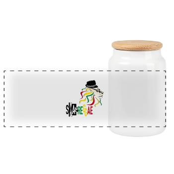 Ska & Reggae - Panoramic Cookie Jar with Wooden Lid - white - Front