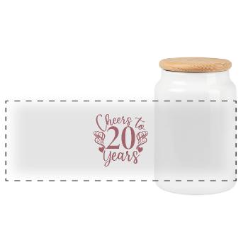 Cheers To 20 Years 20th Birthday Anniversary - Panoramic Cookie Jar with Wooden Lid - white - Front