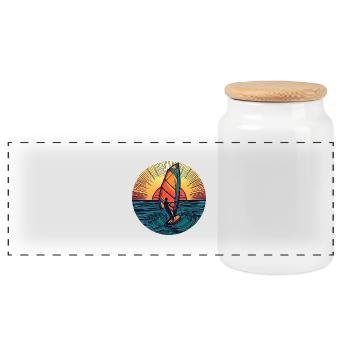 windsurfer surfer sunset - Panorama Keksdose mit Holzdeckel - Weiß - Vorne