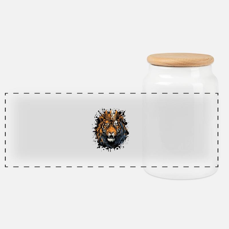 tiger könig - Panorama Keksdose mit Holzdeckel - Weiß