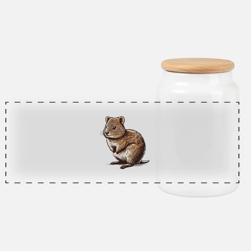 Quokka - Panorama Keksdose mit Holzdeckel - Weiß