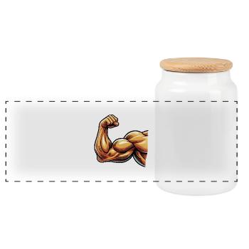 biceps - Panoramic Cookie Jar with Wooden Lid - white - Front
