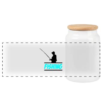 Pêche 02 - Boîte à biscuits avec couvercle en bois - blanc - Devant