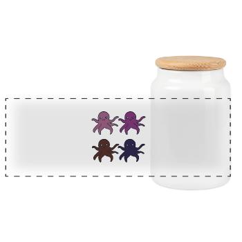 Pieuvre 4 plis - Boîte à biscuits avec couvercle en bois - blanc - Devant