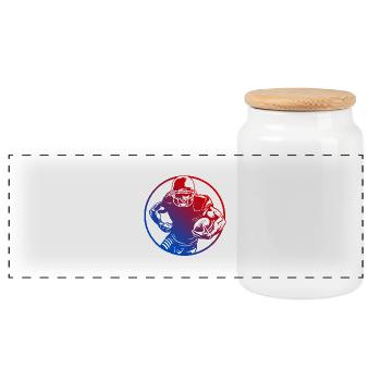 American Football Silhouette Colorful - Panoramic Cookie Jar with Wooden Lid - white - Front