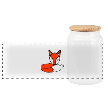 Fox Red Fox Forest Animal Clever Cute Wild Dog - Panoramic Cookie Jar with Wooden Lid - white - Front