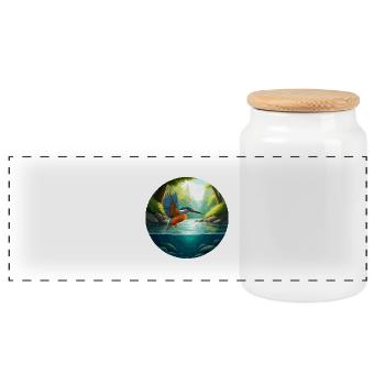 Le martin-pêcheur vole au-dessus du ruisseau - Boîte à biscuits avec couvercle en bois - blanc - Devant