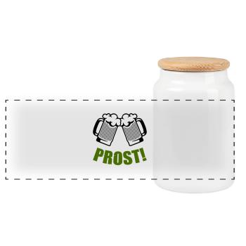 Beer Cheers - Panoramic Cookie Jar with Wooden Lid - white - Front
