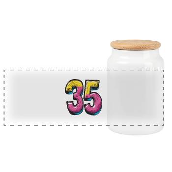 35 Symbole numérique - Boîte à biscuits avec couvercle en bois - blanc - Devant